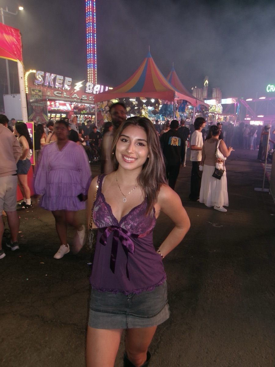 Susana at the fair at night